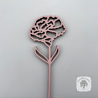 Flower of the Month Wood Plant Marker Picks - Birth Month Plant Stake Pokes w/ Brushed Gold 1 side, Color the other side