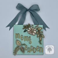 Custom Floral Daisy Sign Hung from Ribbon - Embellished w/ Handmade Layered Wood Flower & Leaves in Pastels w/ Gold Letters