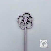 Flower of the Month Wood Plant Marker Picks - Birth Month Plant Stake Pokes w/ Brushed Gold 1 side, Color the other side