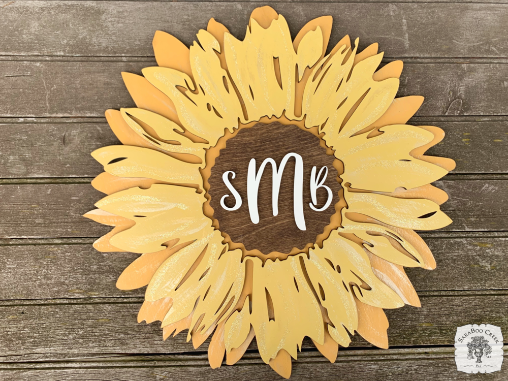 20" Sunflower Sign - Customize with Name, Word or Initial