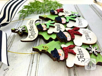 Family or Grandparent Christmas Ornament w/ 2-9 Personalized Snowmen of Handmade Layered Wood