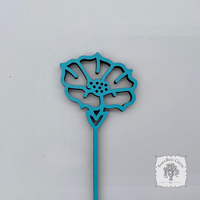 Flower of the Month Wood Plant Marker Picks - Birth Month Plant Stake Pokes w/ Brushed Gold 1 side, Color the other side
