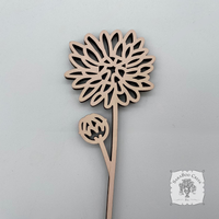 Flower of the Month Wood Plant Marker Picks - Birth Month Plant Stake Pokes w/ Brushed Gold 1 side, Color the other side