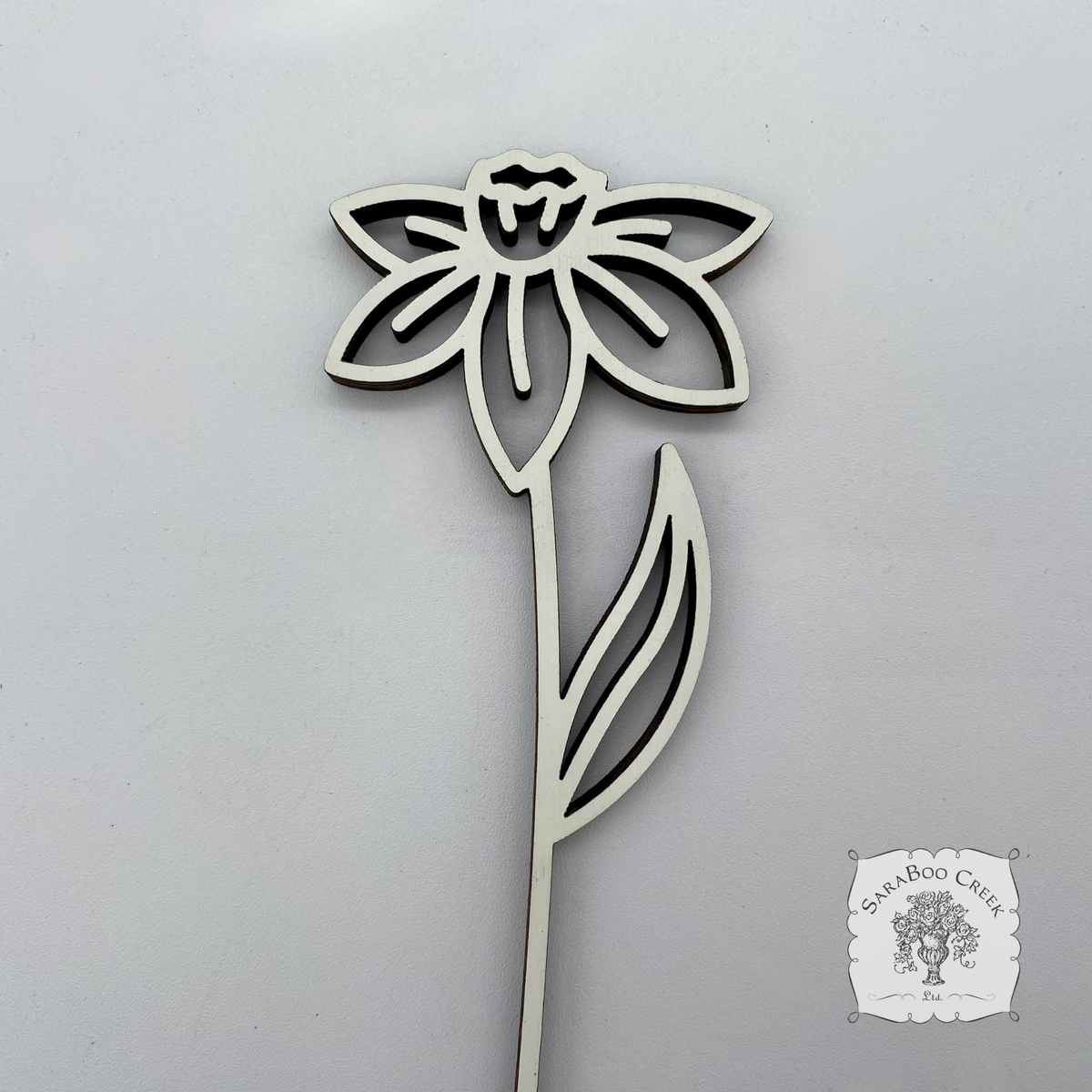 Flower of the Month Wood Plant Marker Picks - Birth Month Plant Stake Pokes w/ Brushed Gold 1 side, Color the other side