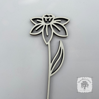 Flower of the Month Wood Plant Marker Picks - Birth Month Plant Stake Pokes w/ Brushed Gold 1 side, Color the other side