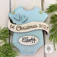 Baby's 1st Christmas Pink or Blue Onesie Ornament - Personalized First Christmas Gift for Baby Boy or Girl