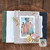 Personalized Floral Picture Frame for 4x6 Photo - Decorated w/ Layered Wood Flowers & Leaves in Pastels and Gold
