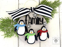 Penguin Family Ornament with 3 Penguins - Personalized Christmas Gift for Family of Three, 3 Children or Grandkids