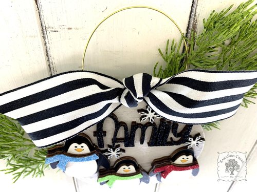 Penguin Family Ornament with 3 Penguins - Personalized Christmas Gift for Family of Three, 3 Children or Grandkids