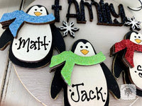 Penguin Family Ornament with 3 Penguins - Personalized Christmas Gift for Family of Three, 3 Children or Grandkids