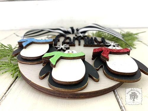 Penguin Family Ornament with 3 Penguins - Personalized Christmas Gift for Family of Three, 3 Children or Grandkids