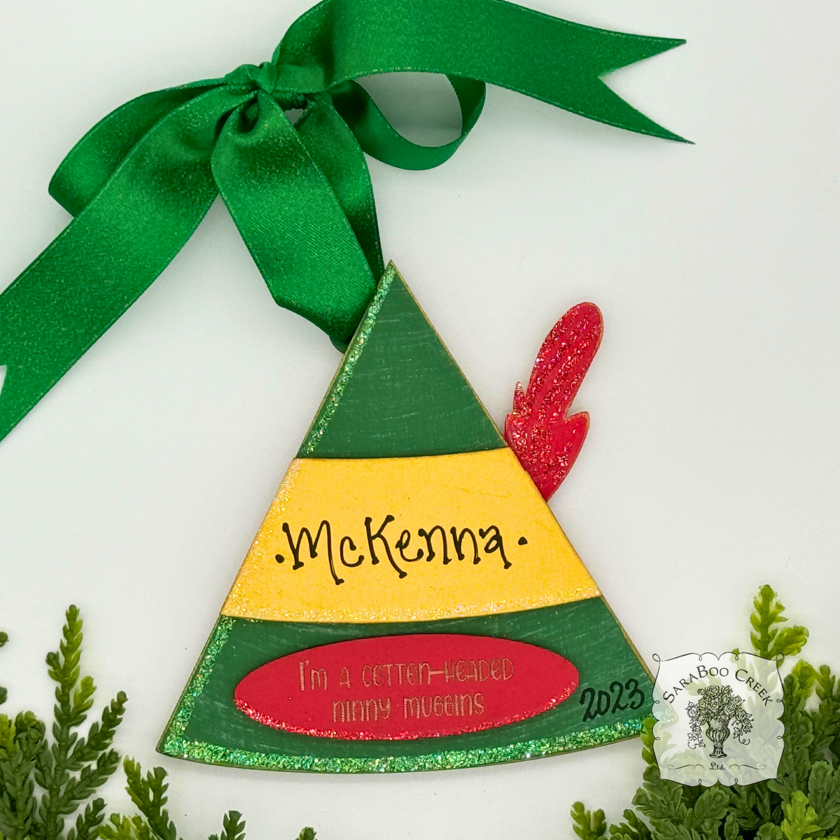 Christmas Elf Hat Ornament - Personalized Buddy the Elf Cap