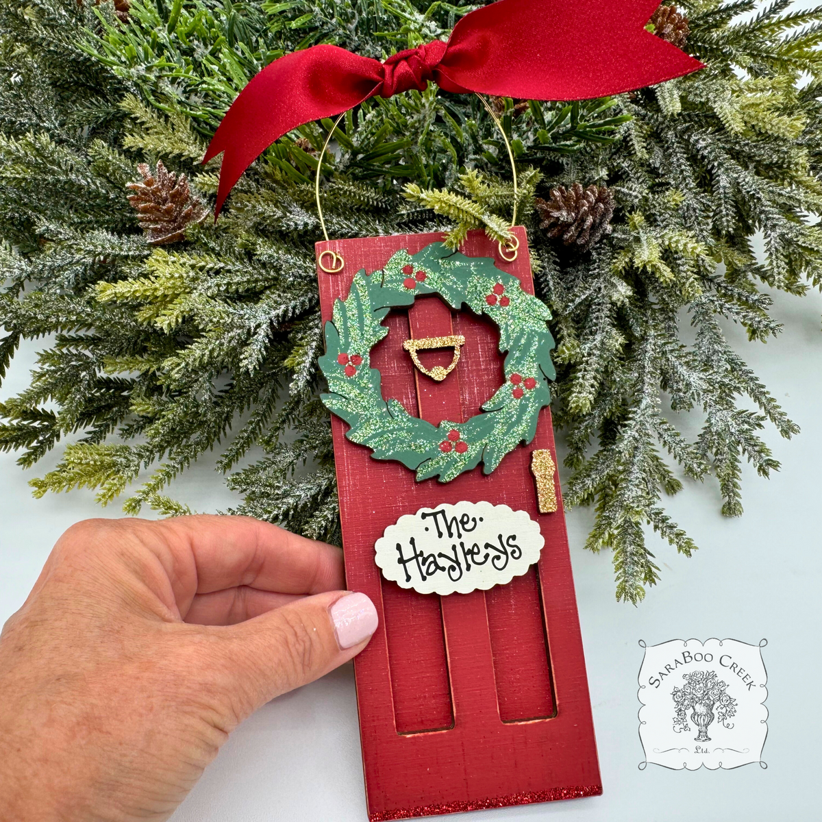 Front Door Christmas Ornament - Personalized New Home Gift, 1st House in 2025, Traditional Family Ornament, or Realtor Gift