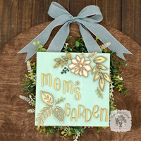 Custom Floral Daisy Sign Hung from Ribbon - Embellished w/ Handmade Layered Wood Flower & Leaves in Pastels w/ Gold Letters