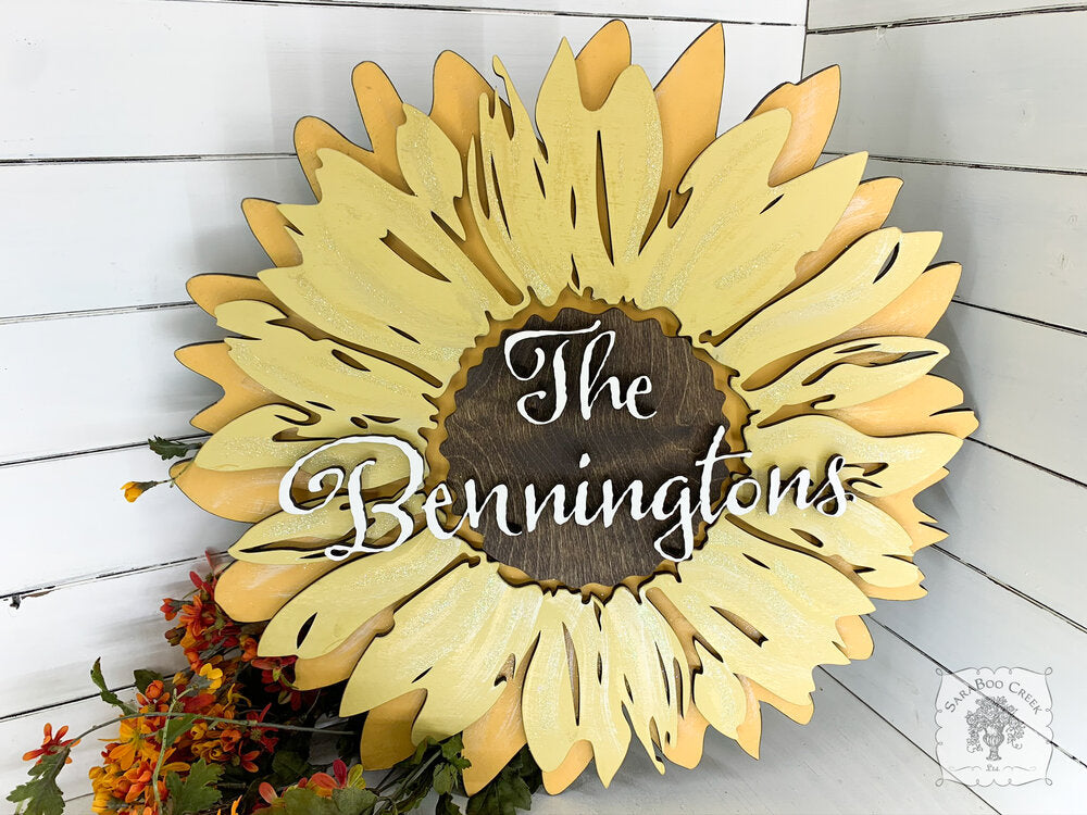 20" Sunflower Sign - Customize with Name, Word or Initial