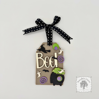 Halloween Ornament - Shipping Tag with Boo! Ghosts and Bats