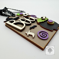 Halloween Ornament - Shipping Tag with Boo! Ghosts and Bats