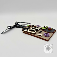 Halloween Ornament - Shipping Tag with Boo! Ghosts and Bats