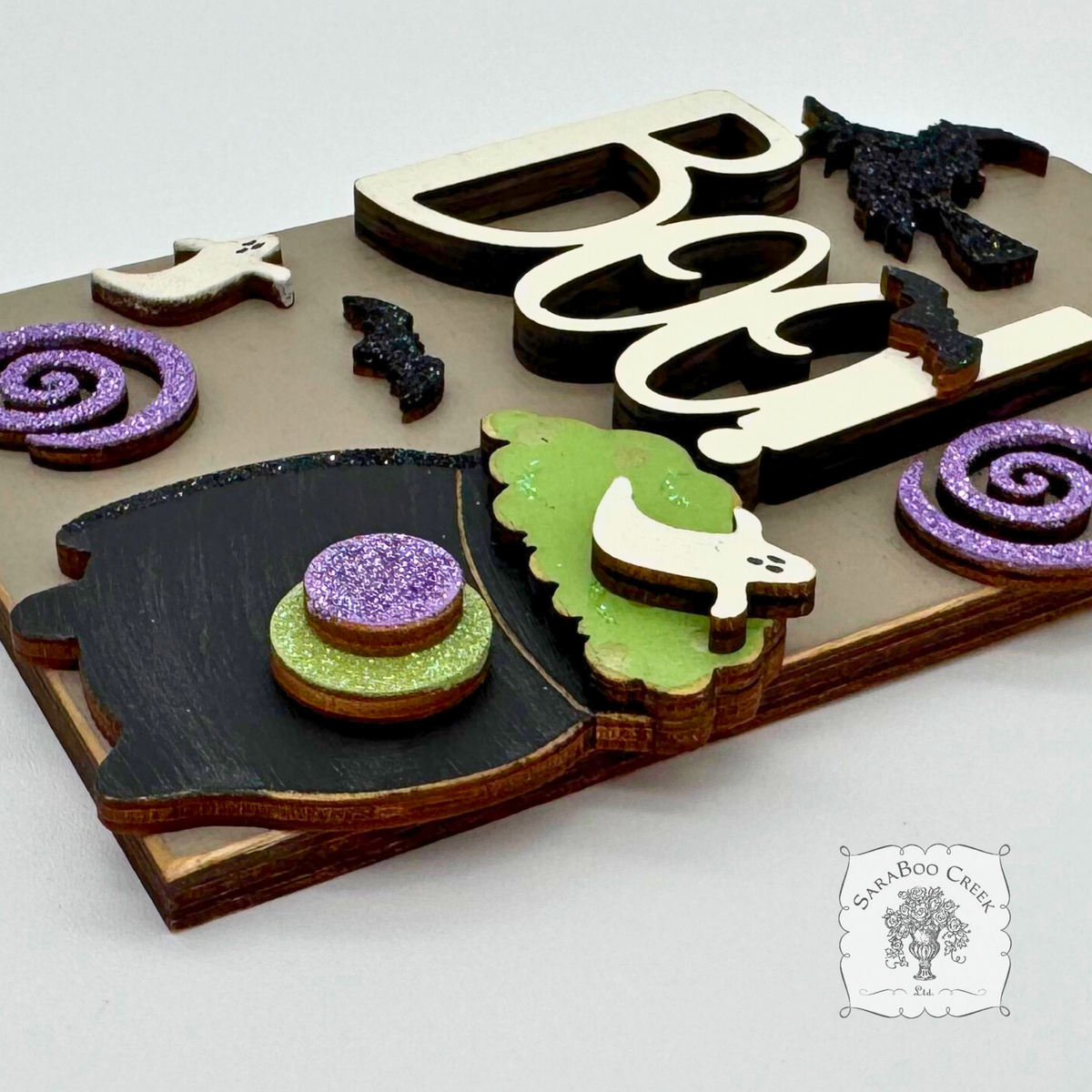 Halloween Ornament - Shipping Tag with Boo! Ghosts and Bats