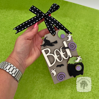 Halloween Ornament - Shipping Tag with Boo! Ghosts and Bats