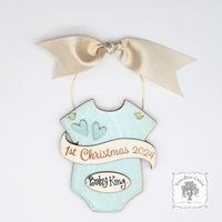 Baby's 1st Christmas Pink or Blue Onesie Ornament - Personalized First Christmas Gift for Baby Boy or Girl