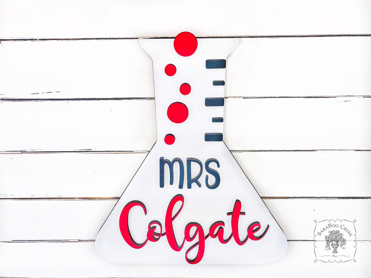 Science Beaker Sign - Personalized Science Teacher Classroom Door / Room Decor