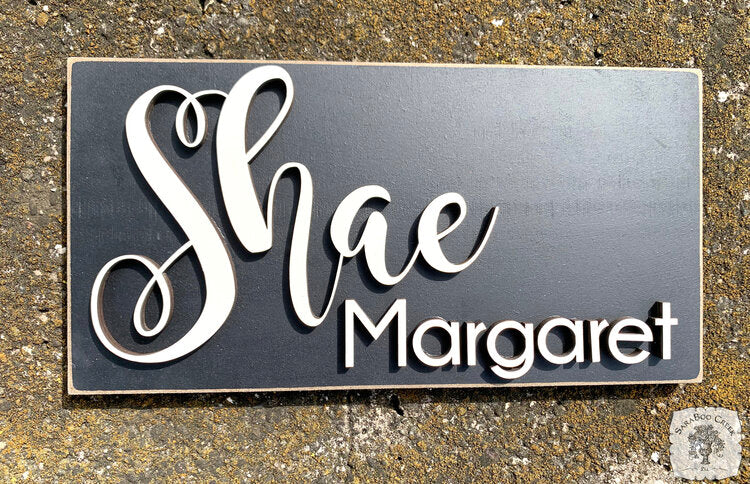 Minimalist Custom 2 Name Sign - Smaller 11.5" x 6" Rectangle Plaque for Any Room; Stylish in Farmhouse Decor