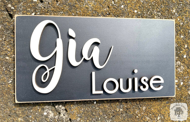 Minimalist Custom 2 Name Sign - Smaller 11.5" x 6" Rectangle Plaque for Any Room; Stylish in Farmhouse Decor