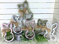 Rustic Bunny Spring Easter Decoration - Wood Rabbit Outline w/ Choice of Easter or Welcome Word