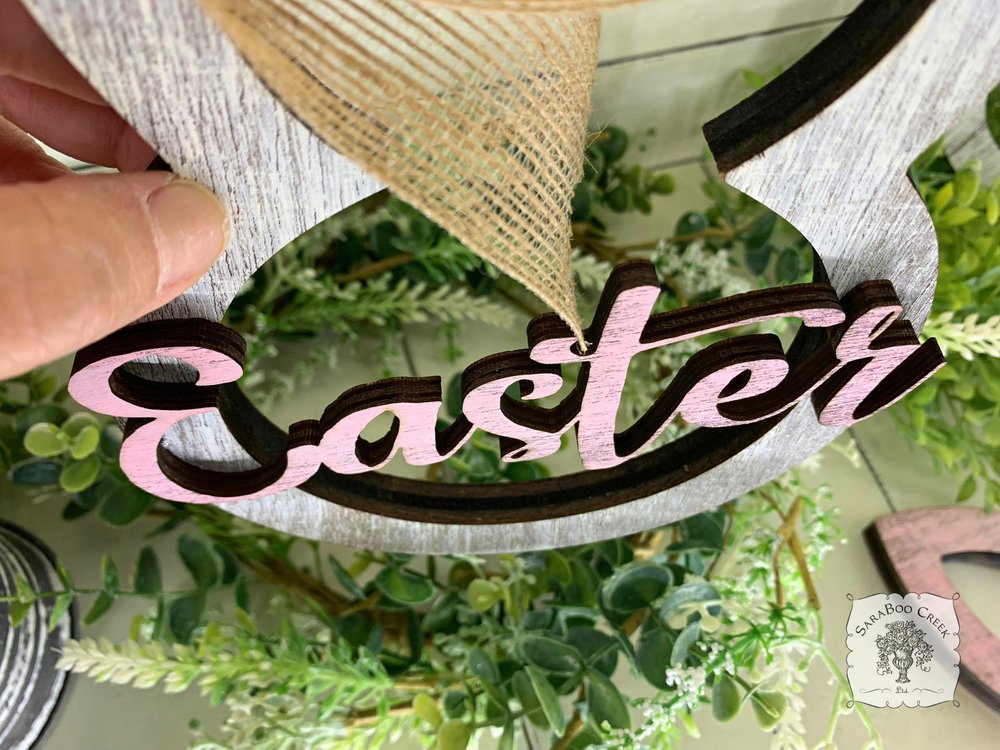 Rustic Bunny Spring Easter Decoration - Wood Rabbit Outline w/ Choice of Easter or Welcome Word