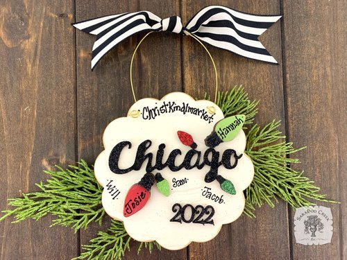 Chicago Christmas Ornament - Personalized Festive Light Bulb Ornament with Chicago & 2025