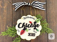 Chicago Christmas Ornament - Personalized Festive Light Bulb Ornament with Chicago & 2025