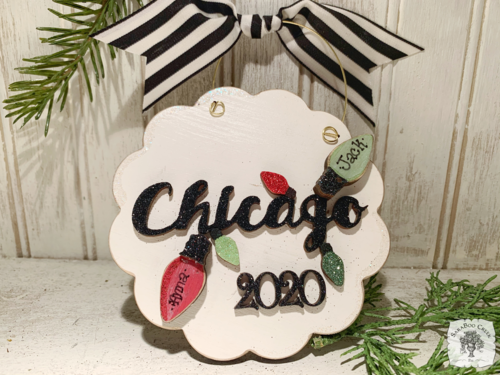 Chicago Christmas Ornament - Personalized Festive Light Bulb Ornament with Chicago & 2025