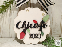 Chicago Christmas Ornament - Personalized Festive Light Bulb Ornament with Chicago & 2025