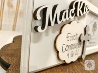 Religious Frame with Cross and Personalization - Faith Gift for Baptism, Communion, Confirmation