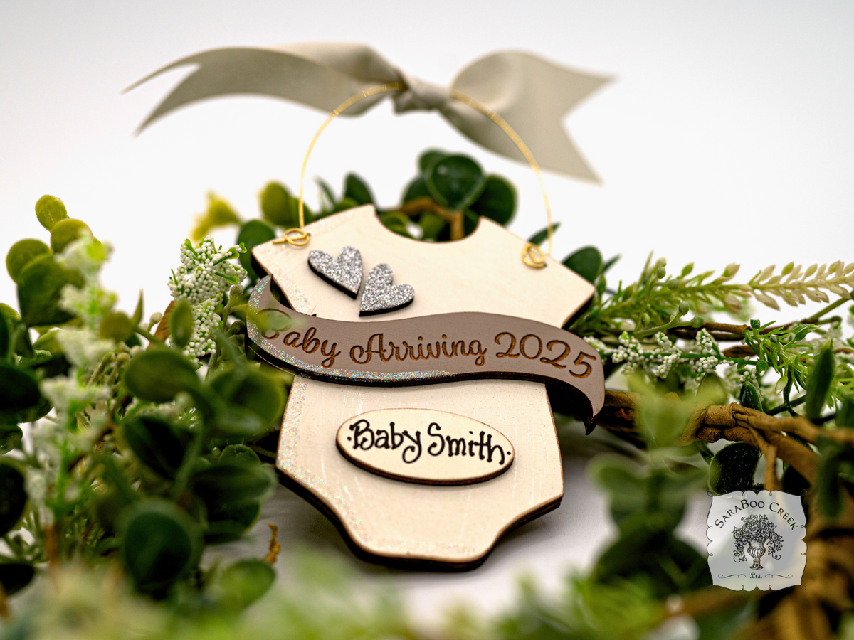 Baby Arriving Due 2025 Ornament - Personalized Expecting Baby Ornament, Baby Announcement or Baby On The Way Gift