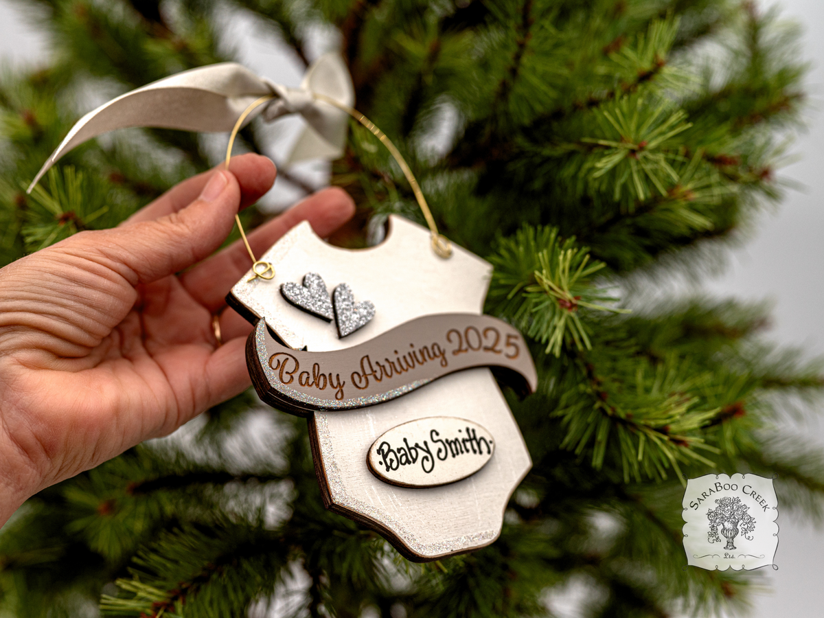 Baby Arriving Due 2025 Ornament - Personalized Expecting Baby Ornament, Baby Announcement or Baby On The Way Gift