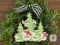 Family or Grandparent Christmas Ornament w/ 2-9 Personalized Snowmen of Handmade Layered Wood