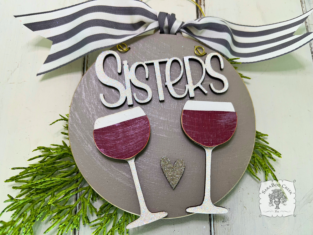 Wine Ornament Personalized for 2 or 3 Friends, Girlfriends, Sisters, Family or Cheers! Custom Red or White Wine Gift