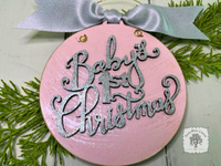 Baby's First Christmas Disc Ornament - Personalized Wood Ornament with Script Lettering