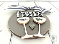 Wine Ornament Personalized for 2 or 3 Friends, Girlfriends, Sisters, Family or Cheers! Custom Red or White Wine Gift