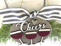 Wine Ornament Personalized for 2 or 3 Friends, Girlfriends, Sisters, Family or Cheers! Custom Red or White Wine Gift