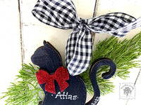 Cat Ornament - Personalized Black Silhouette Kitty Cat Ornament