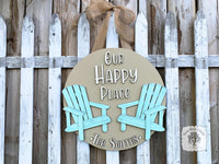 "Our Happy Place" Adirondack Beach Chair Sign with Custom Name