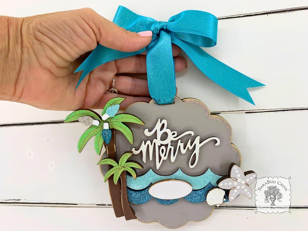 Beach Ornament - Tropical Christmas Ornament Personalized for Vacation Memories, Beach House or Beach Wedding