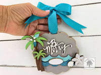 Beach Ornament - Tropical Christmas Ornament Personalized for Vacation Memories, Beach House or Beach Wedding
