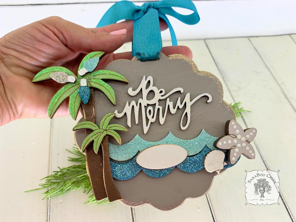 Beach Ornament - Tropical Christmas Ornament Personalized for Vacation Memories, Beach House or Beach Wedding