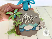 Beach Ornament - Tropical Christmas Ornament Personalized for Vacation Memories, Beach House or Beach Wedding