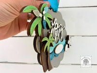 Beach Ornament - Tropical Christmas Ornament Personalized for Vacation Memories, Beach House or Beach Wedding