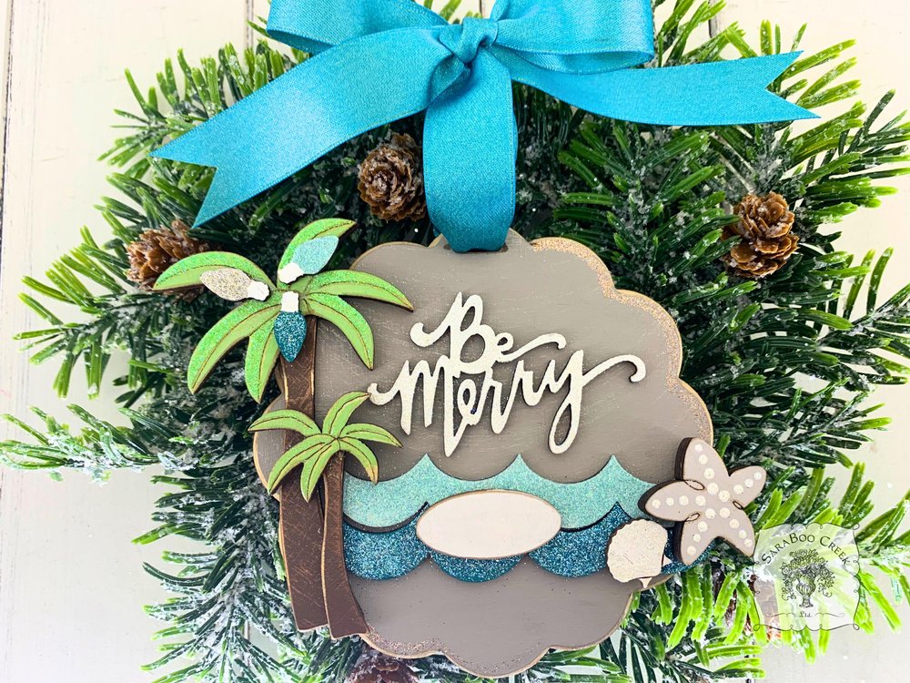 Beach Ornament - Tropical Christmas Ornament Personalized for Vacation Memories, Beach House or Beach Wedding